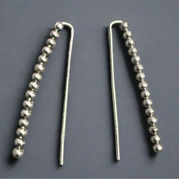 STERLING SILVER BALL DROP EARRINGS – MINIMALIST HOOK STYLE FOR WOMEN - Picture 1 of 17